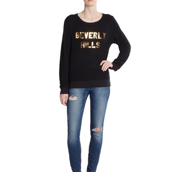 Wildfox Sweaters - Wildfox Beverly Hills Sweater Black Gold Soft Med